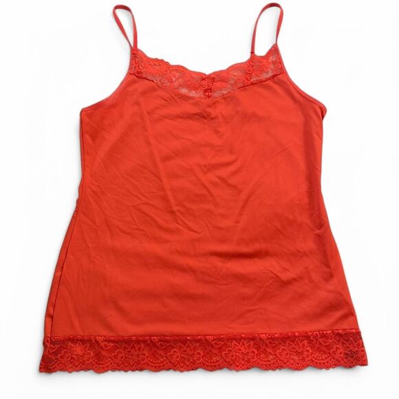 Y2K orange lace cami top with adjustable straps - size L ( - Picture 4 of 8